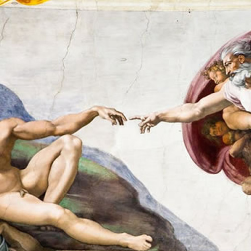 A Criação de Adão, afresco de Michelangelo na Capela Sistina