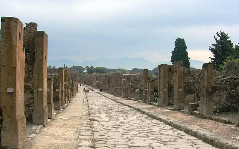 Ancient street in the Pompeii Archaeological Park